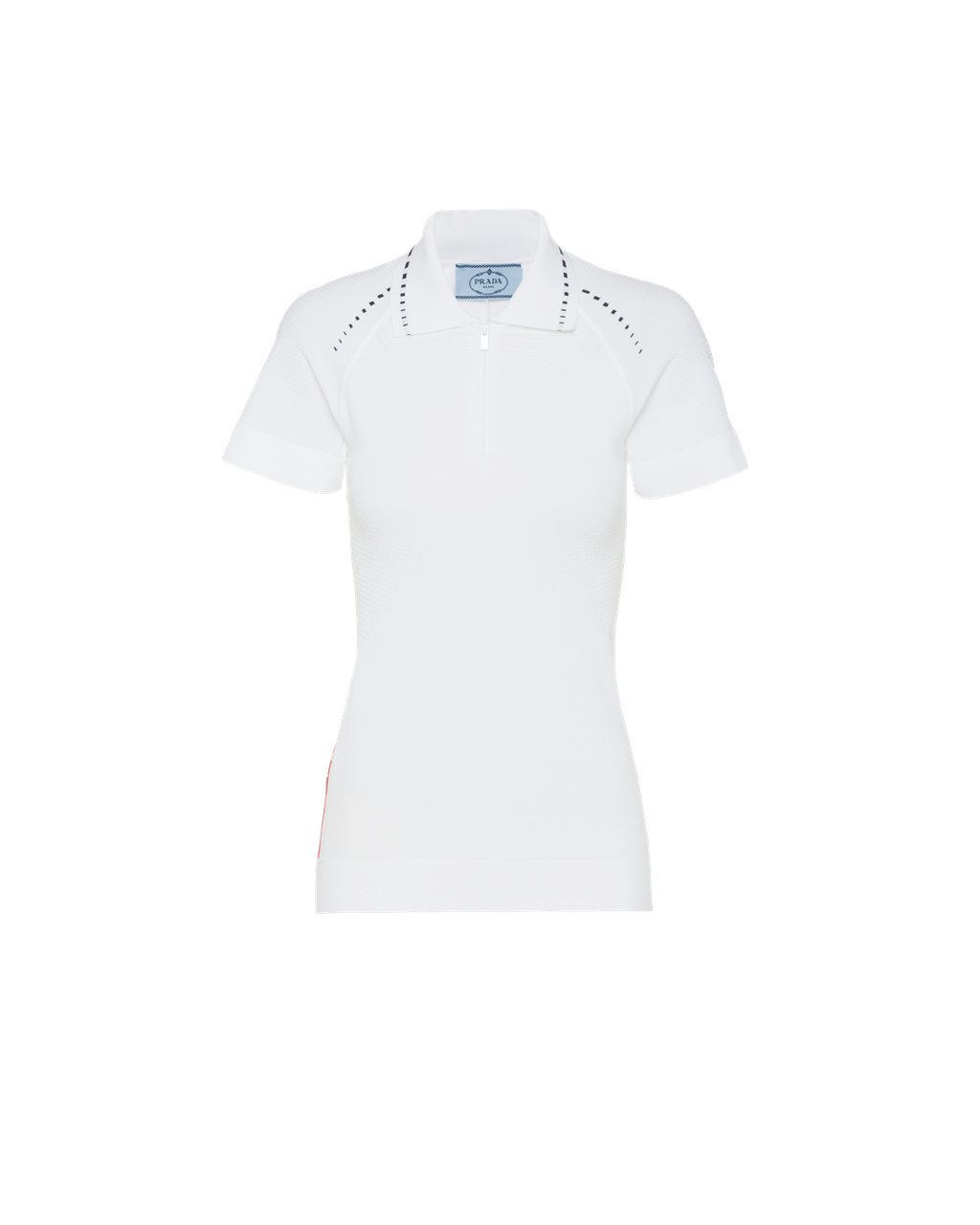 Prada Soft Rec Polyester Polo Shirt Fehér Fekete | ZQSYIM589