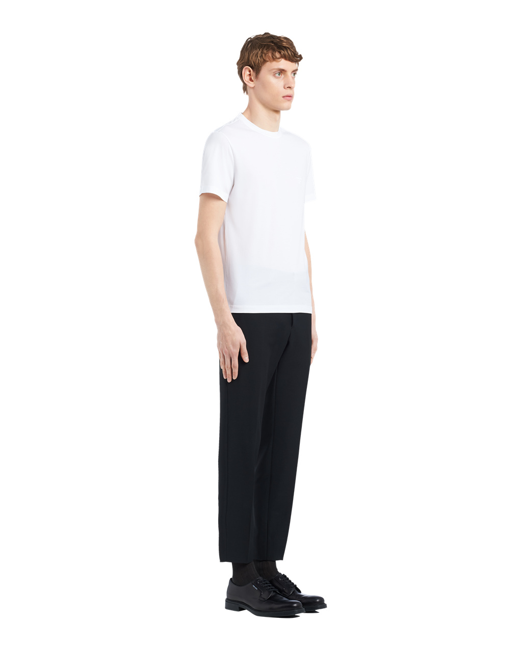 Prada Stretch Pamut T-shirt Fehér | CUGMWE795