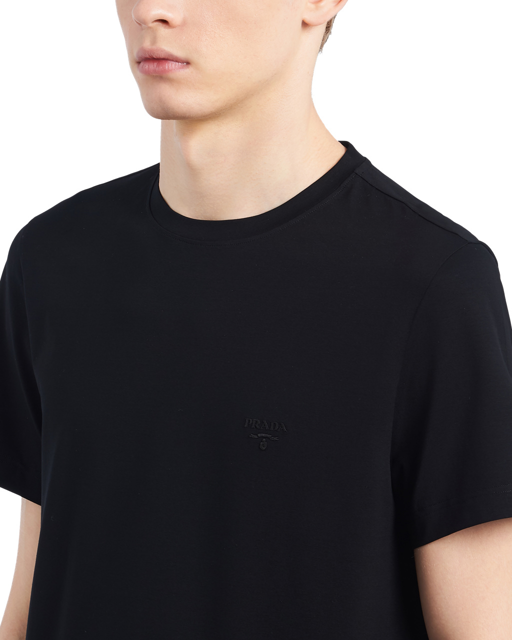 Prada Stretch Pamut T-shirt Fekete | MPNEWL450