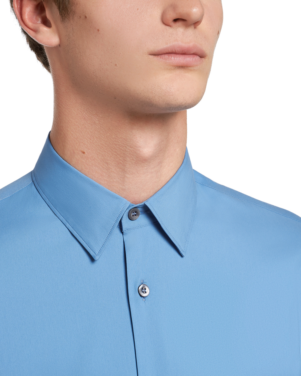 Prada Stretch Poplin Shirt Celeste | IKTHOD845