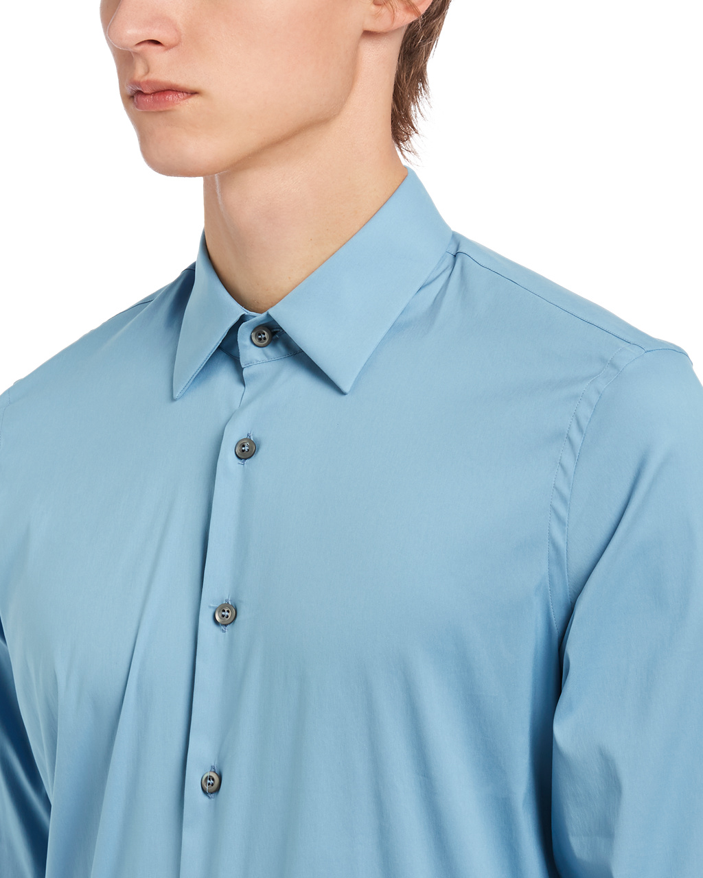 Prada Stretch Poplin Shirt Celeste | JEDHCO976