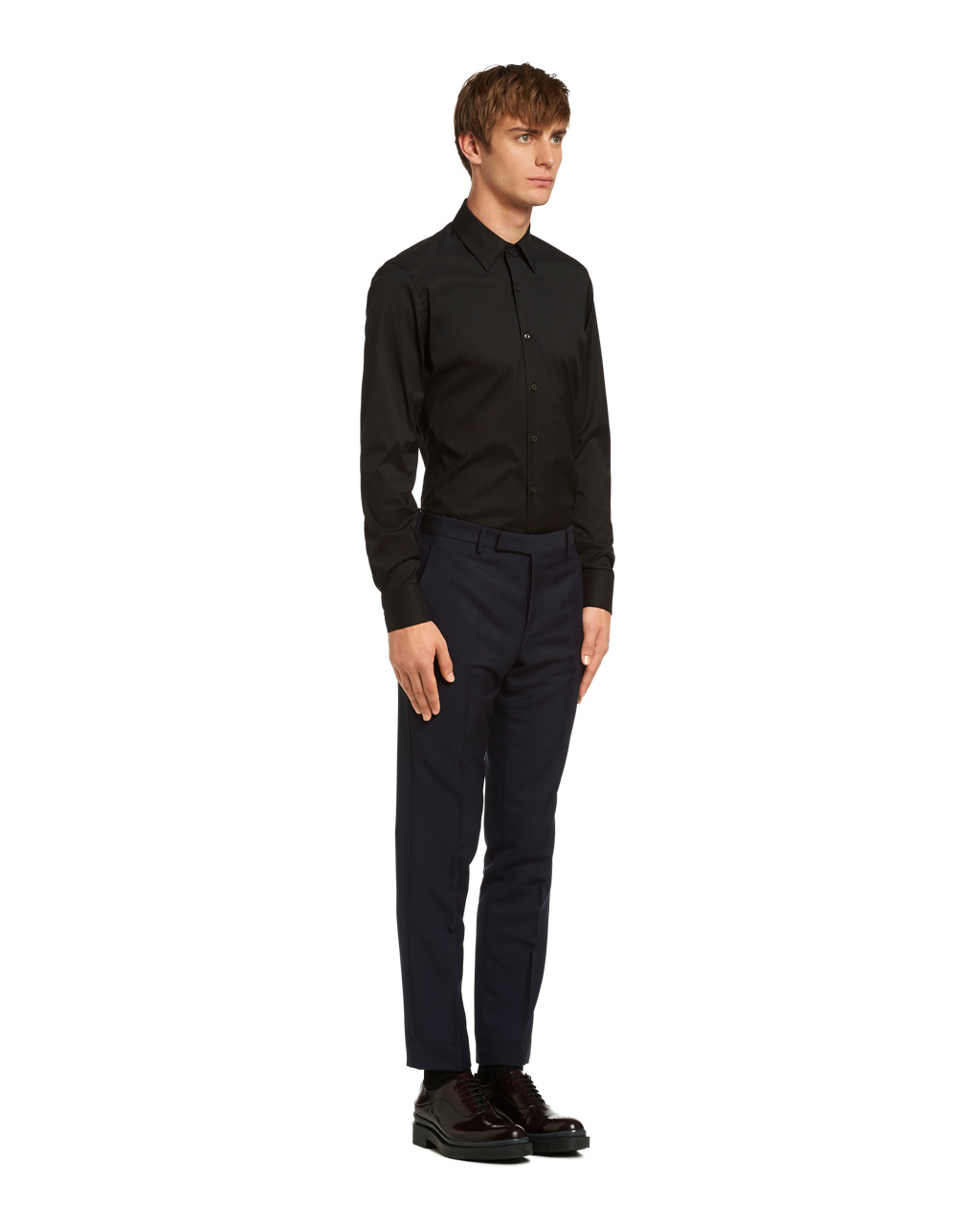 Prada Stretch Poplin Shirt Fekete | DIZNWQ874