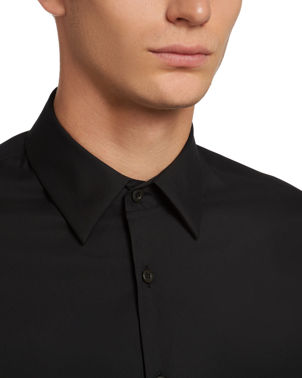 Prada Stretch Poplin Shirt Fekete | DIZNWQ874