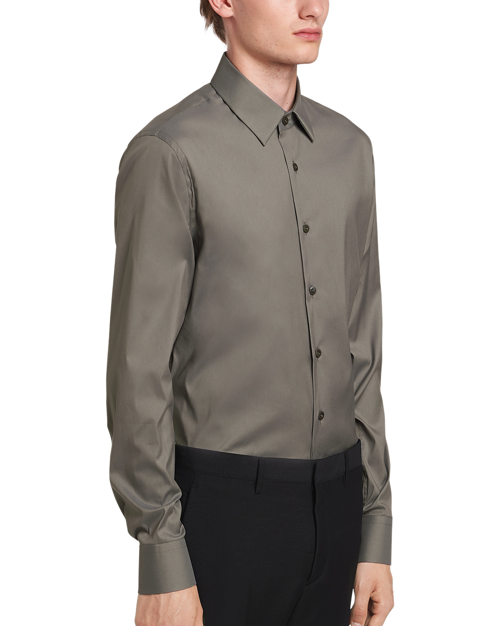 Prada Stretch Poplin Shirt Iron Gray | BHLSOI364