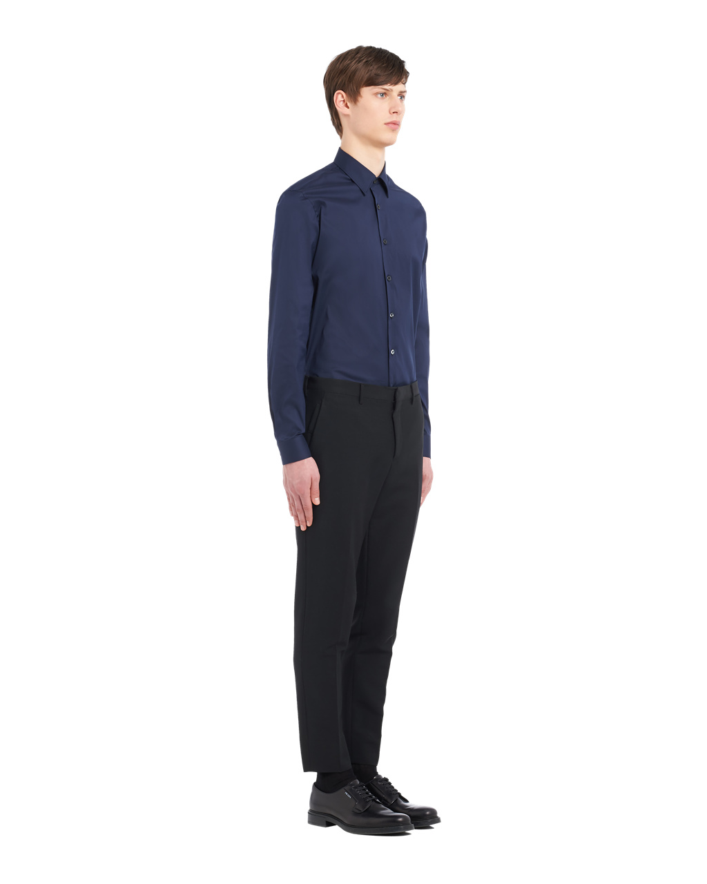 Prada Stretch Poplin Shirt Kék | IGVJFZ792