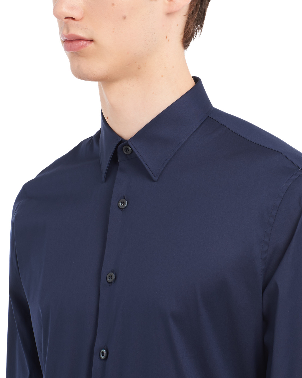 Prada Stretch Poplin Shirt Kék | IGVJFZ792