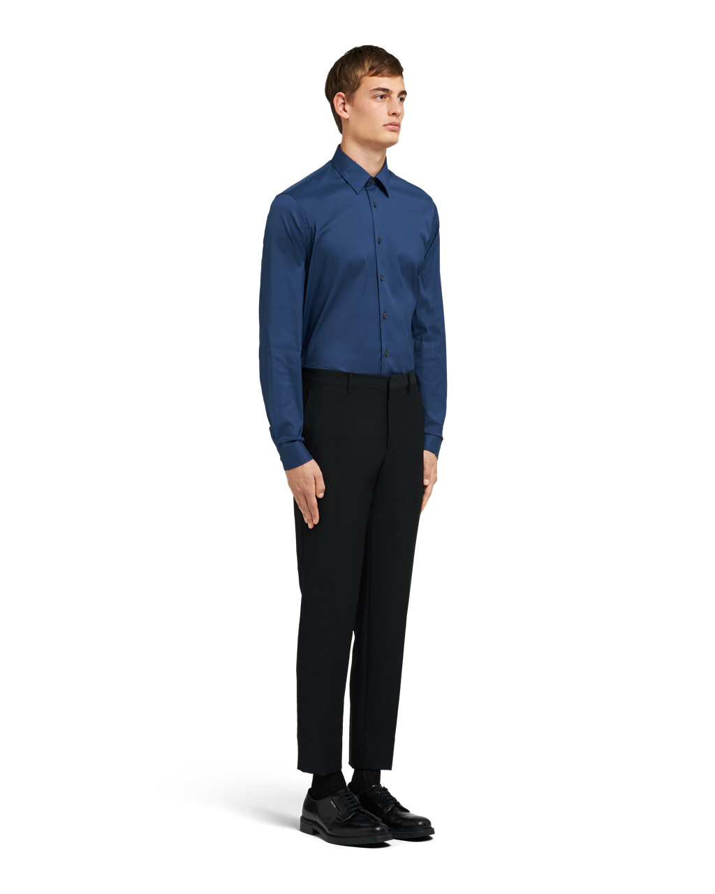 Prada Stretch Poplin Shirt Kék | ZTGQYU842