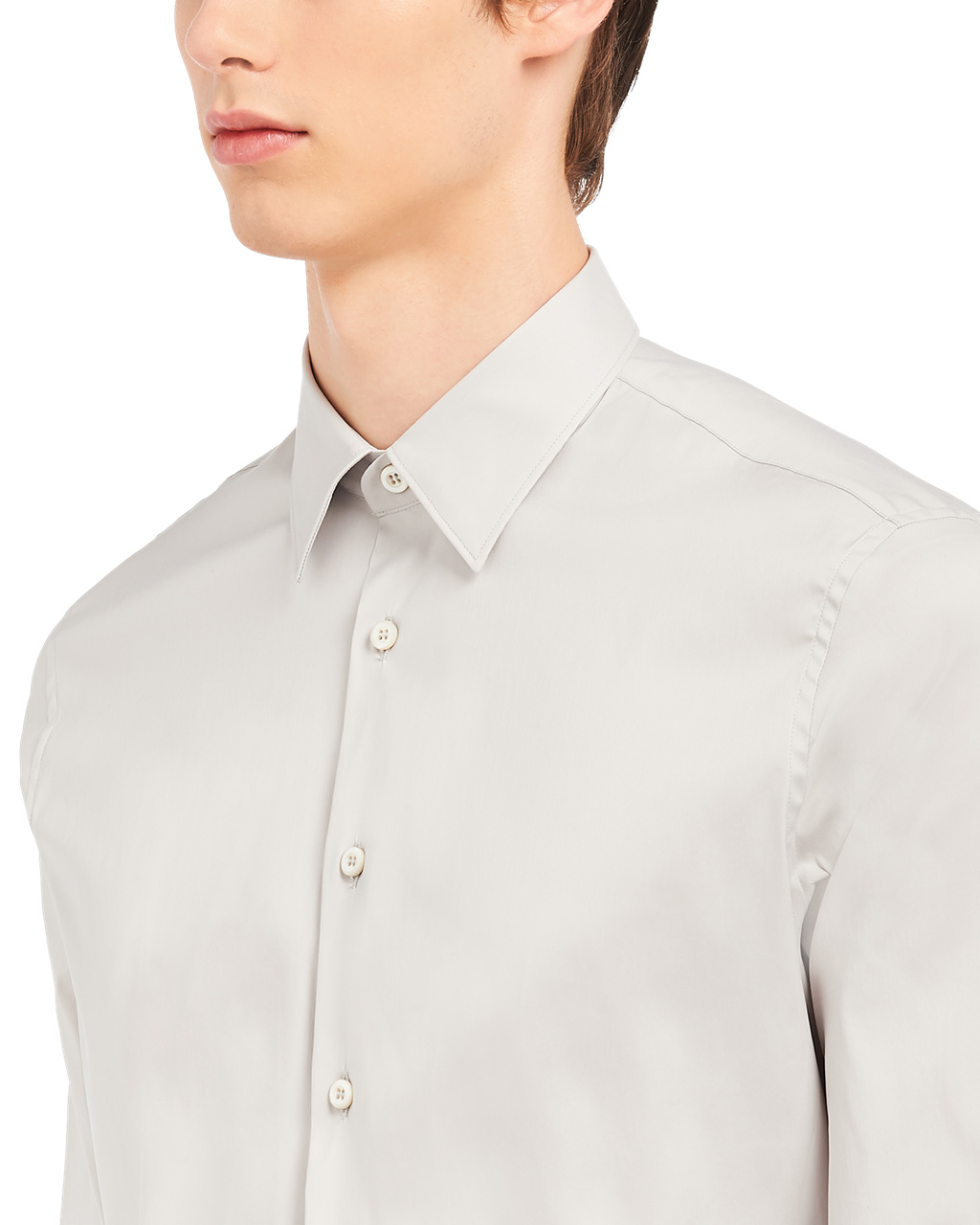 Prada Stretch Poplin Shirt Pearl Gray | EDTZQV207