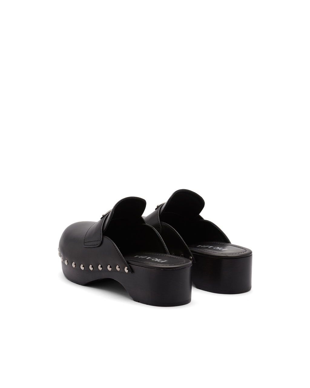 Prada Studded Bőr Clogs Fekete | ARHONZ596