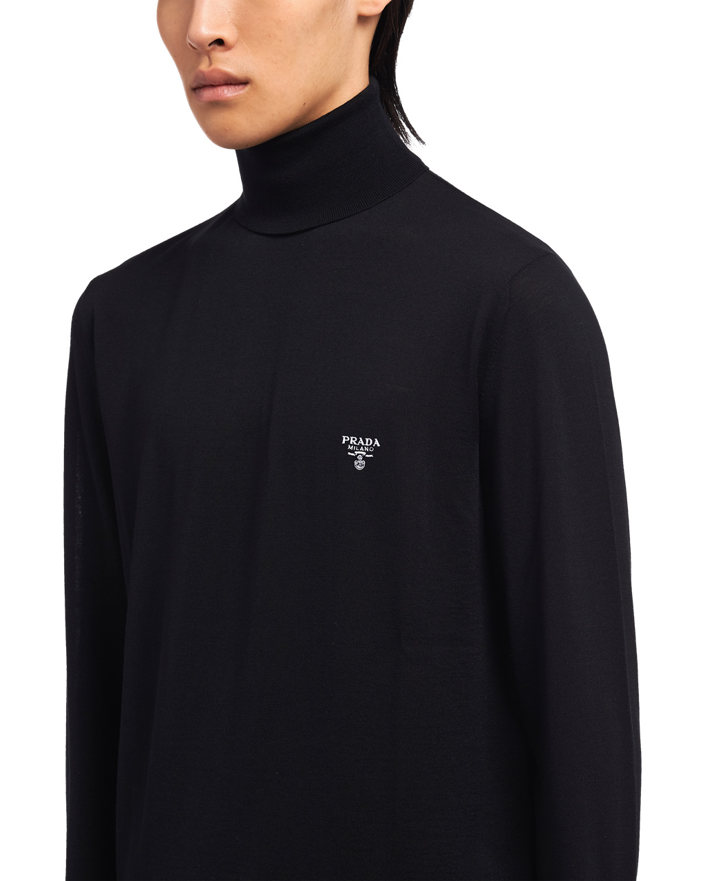 Prada Superfine Wool Turtleneck Pulóver Fekete | XQDYPW721