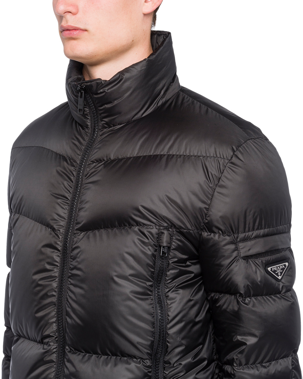 Prada Technical Eggshell Fabric Puffer Jacket Fekete | EYKUNJ075