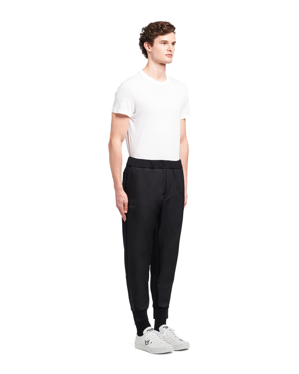 Prada Technical Fleece Trousers With Nylon Details Fekete Fekete | VZOCHT382