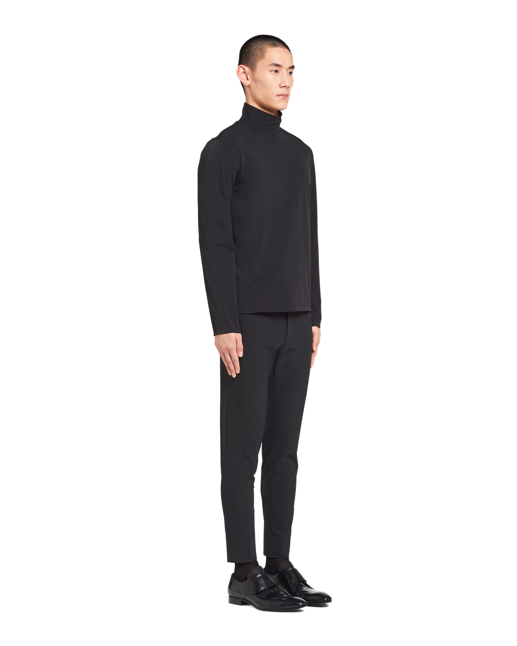 Prada Technical Jersey Mock Turtleneck Fekete | EDLVYT035