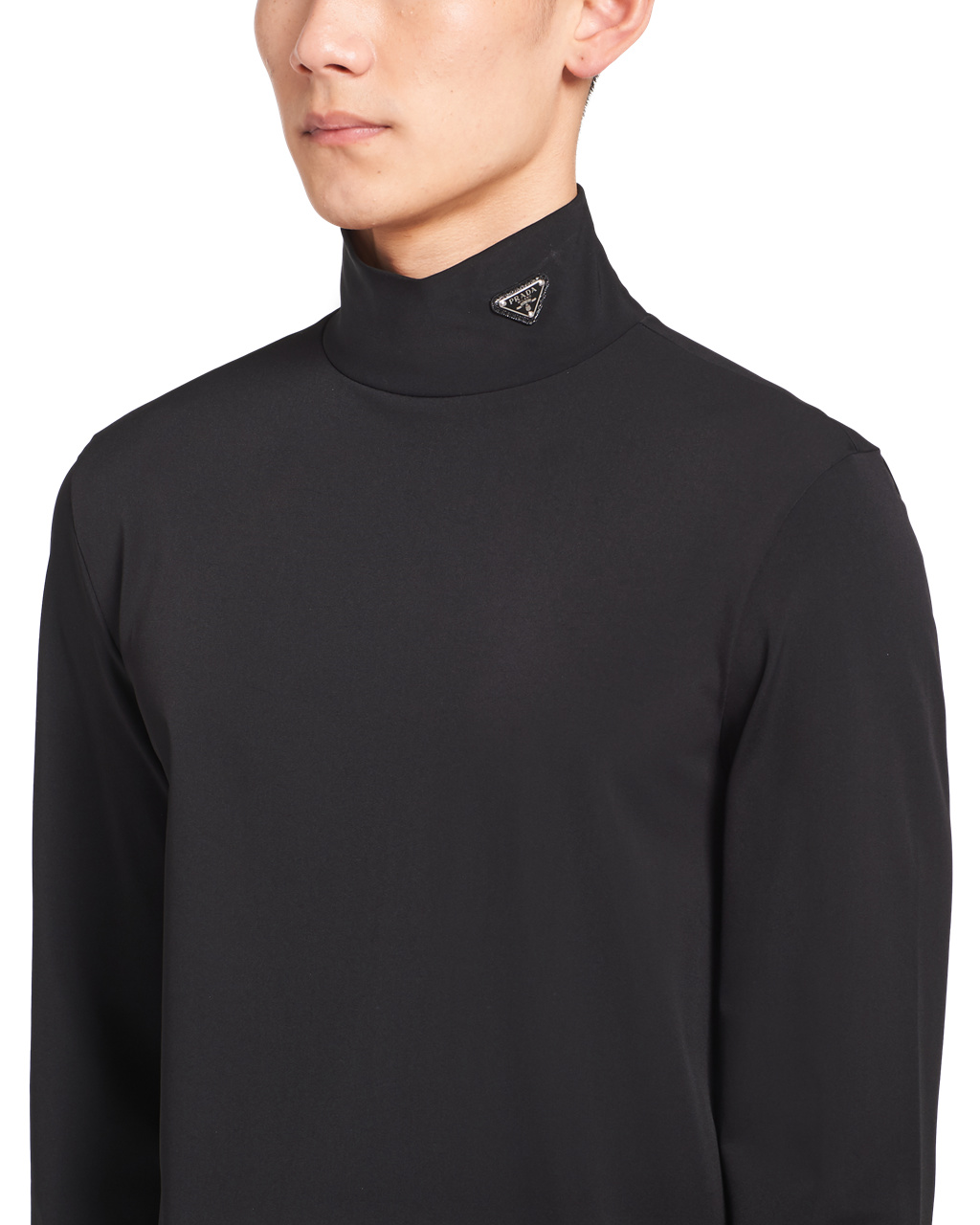 Prada Technical Jersey Mock Turtleneck Fekete | EDLVYT035