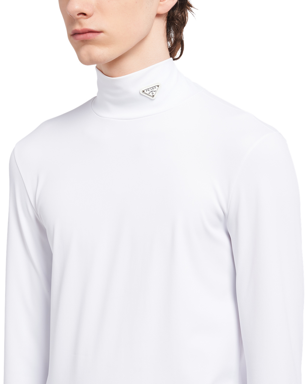 Prada Technical Jersey Mock Turtleneck Fehér | UXBSZK398