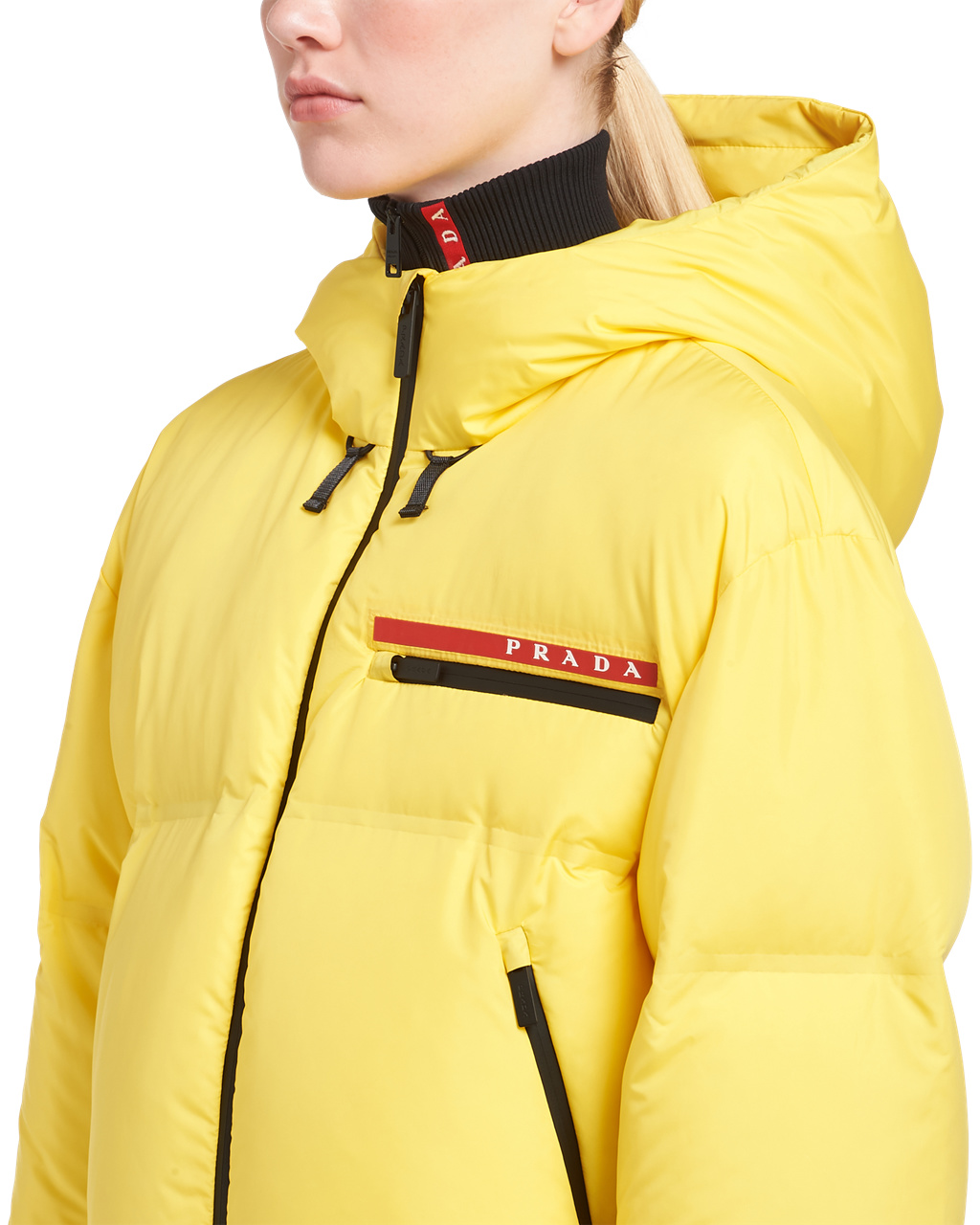 Prada Technical Nylon Puffer Jacket Sárga | XMHBSR928