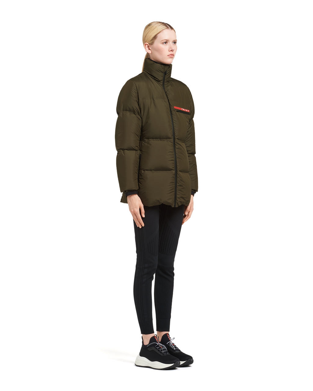 Prada Technical Nylon Puffer Jacket Zöld | EZKWAV758