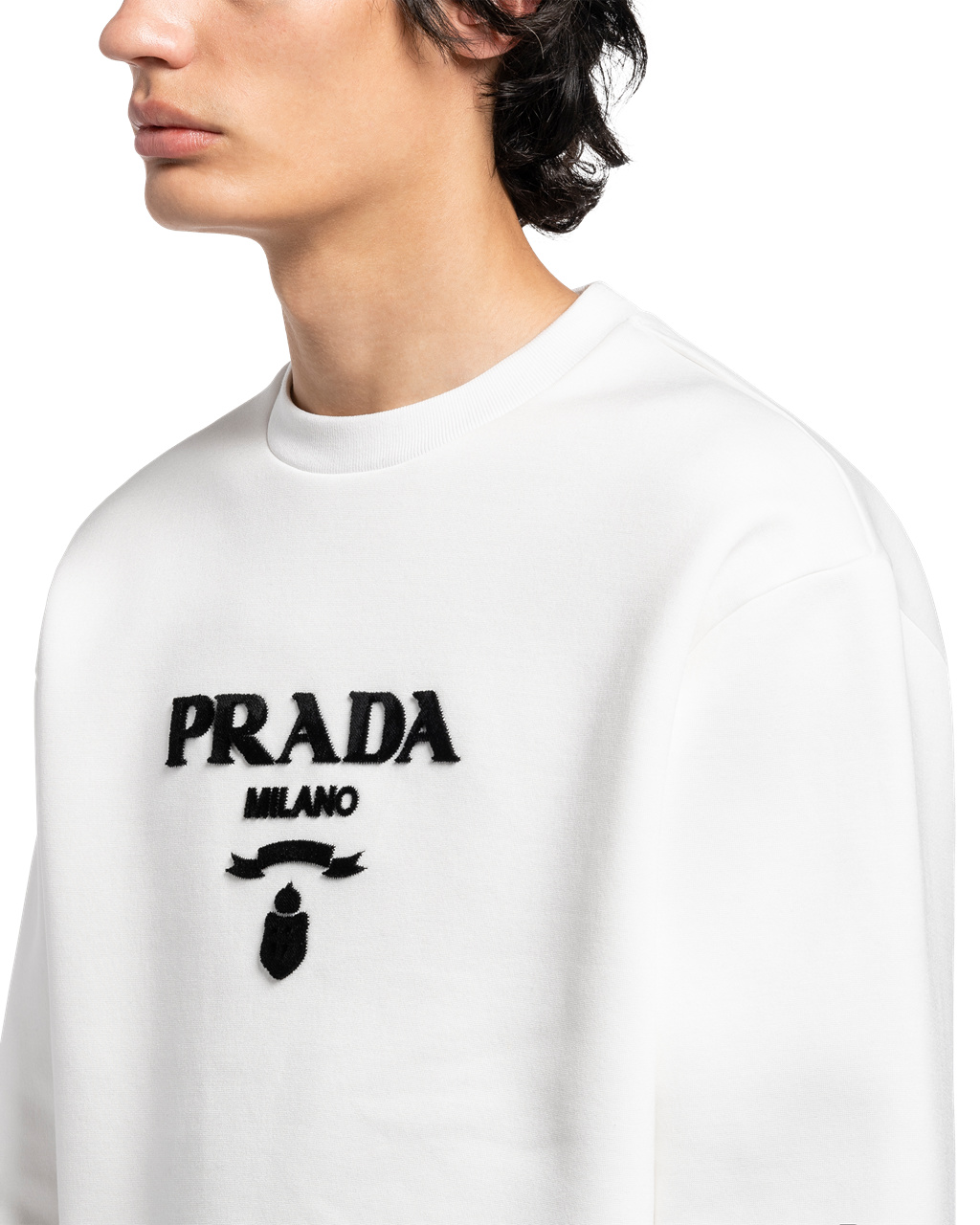 Prada Technical Pamut Sweatshirt Fehér | AKCNQX036