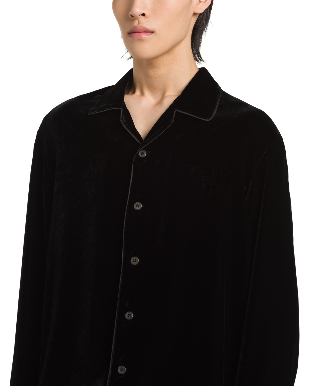 Prada Velvet Shirt Fekete | OZEMNY537