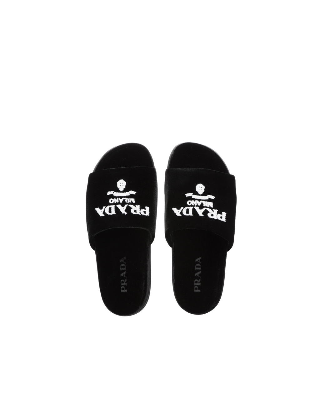 Prada Velvet Slides Fekete | XZQOEV235