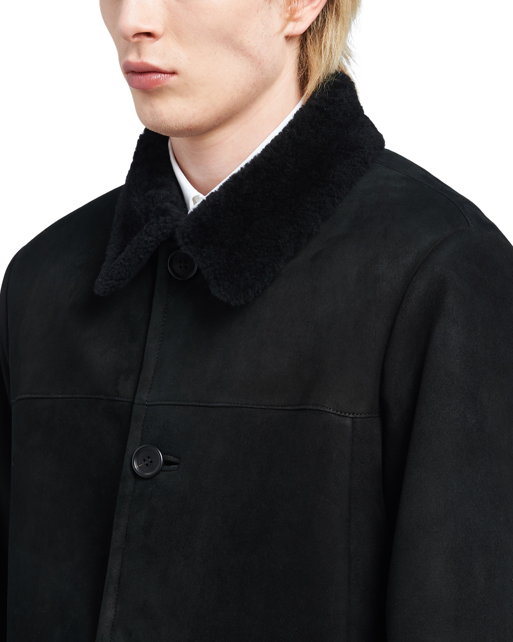 Prada Velúr Sheepskin Coat Fekete | GVWOMB517