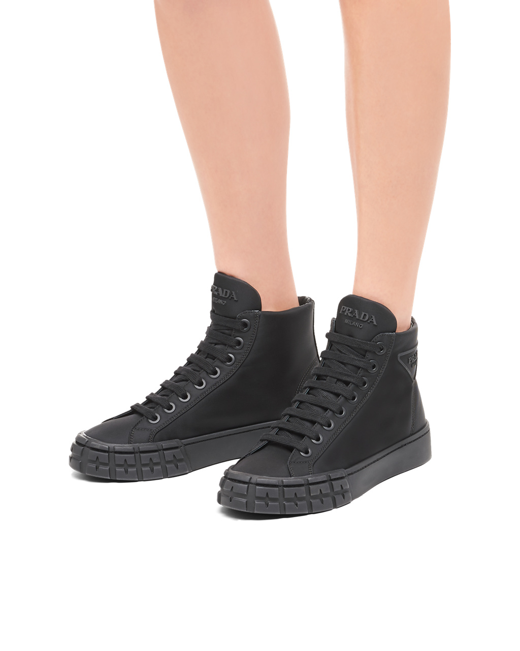 Prada Wheel Re-nylon Gabardine Sneakers Fekete | EWZPBK830