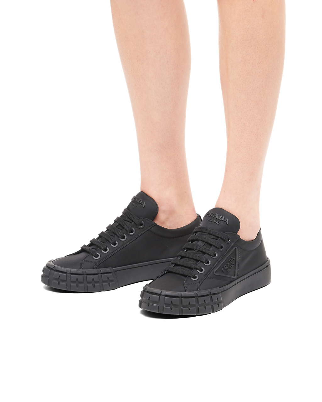 Prada Wheel Re-nylon Gabardine Sneakers Fekete | PTXOJK547