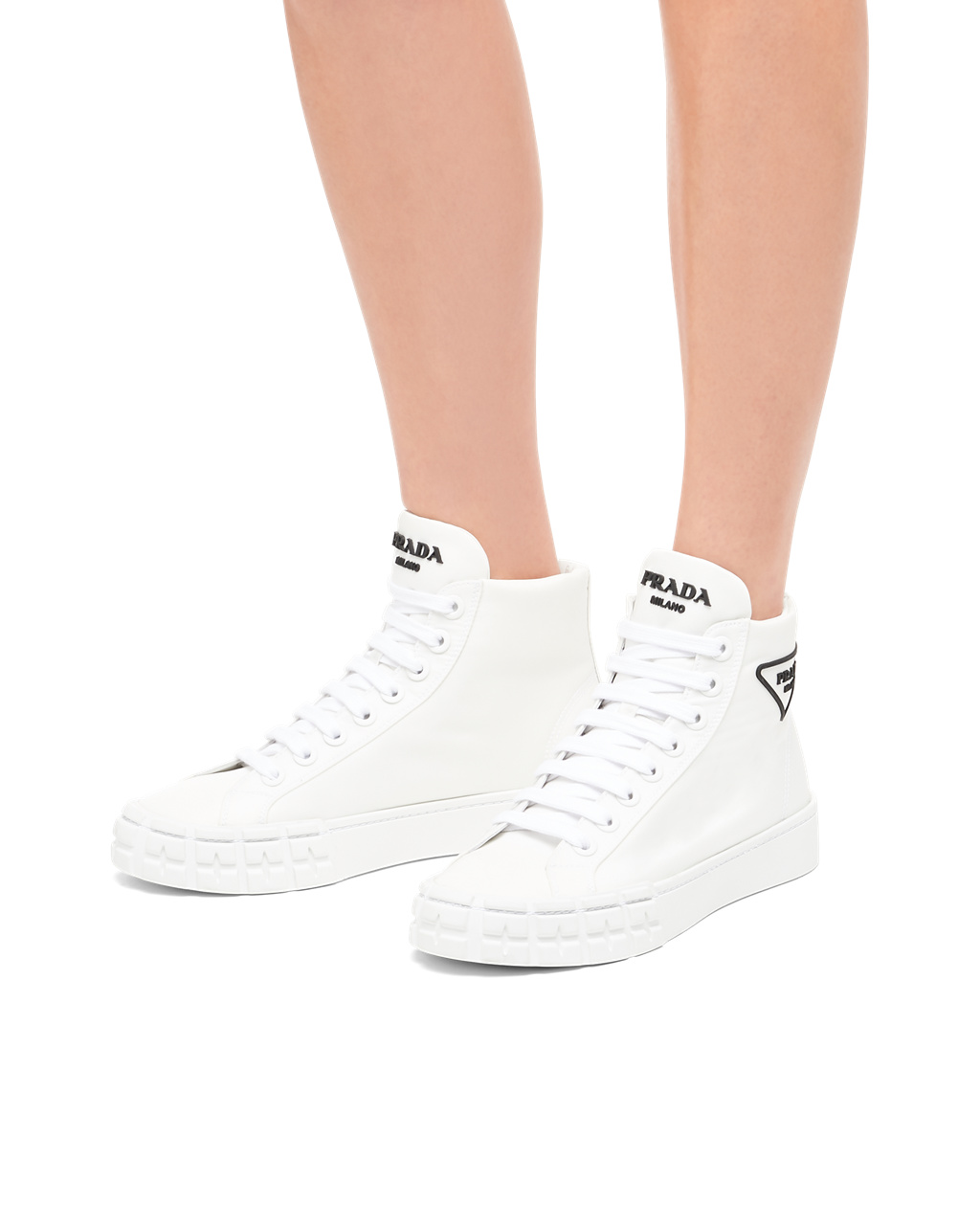 Prada Wheel Re-nylon Gabardine Sneakers Fehér | UKETJI297