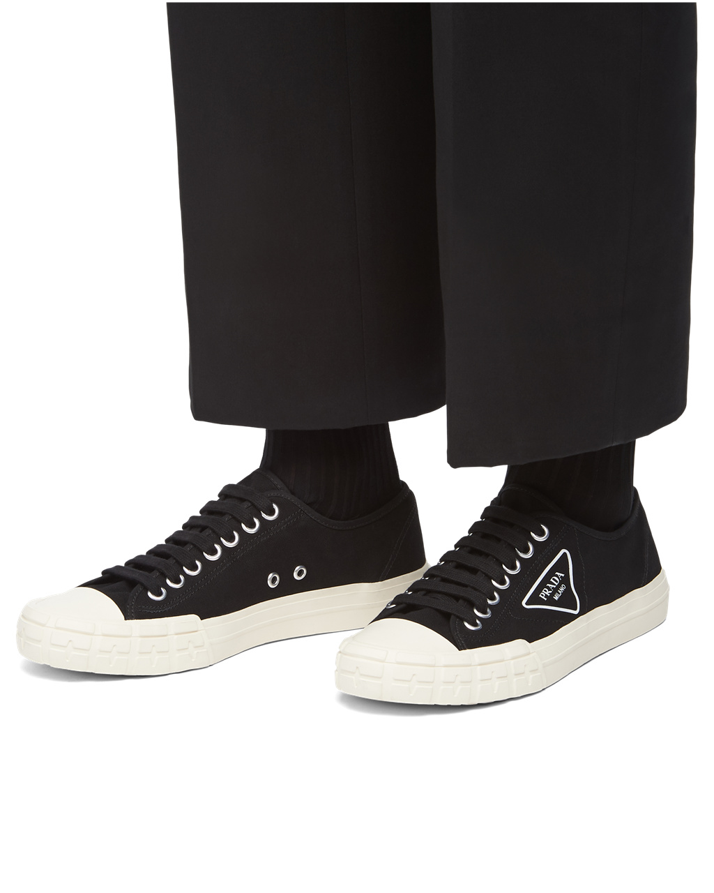 Prada Wheel Vulcanizzato Technical Fabric Sneakers Fekete | WEKNDP962