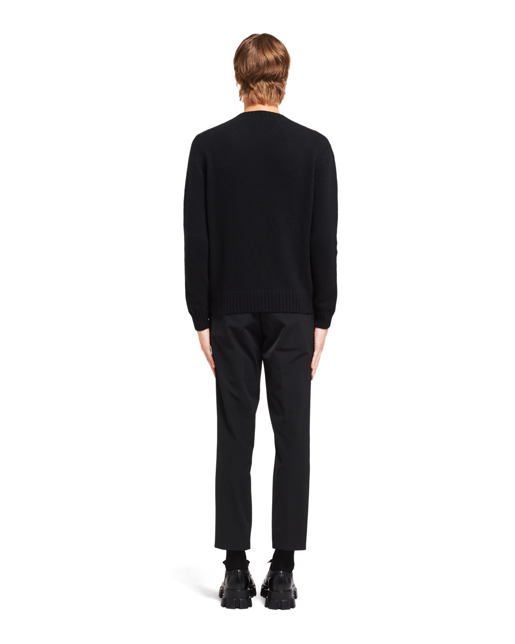 Prada Wool And Cashmere Crew-neck Pulóver Fekete | JICPUW037