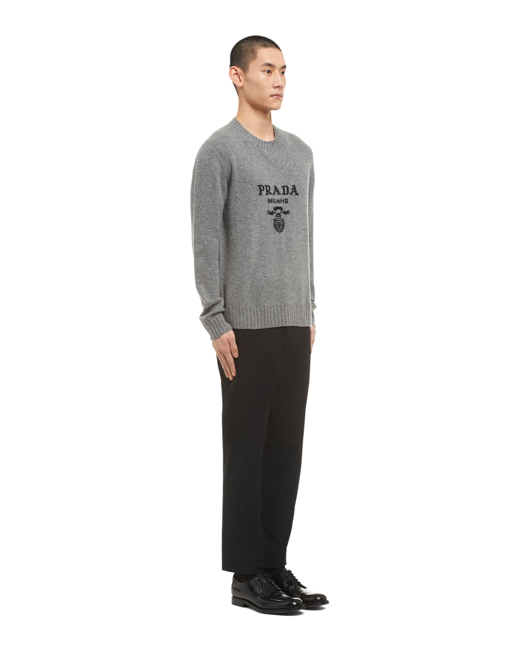 Prada Wool And Cashmere Crew-neck Pulóver Szürke | TQMKCW752