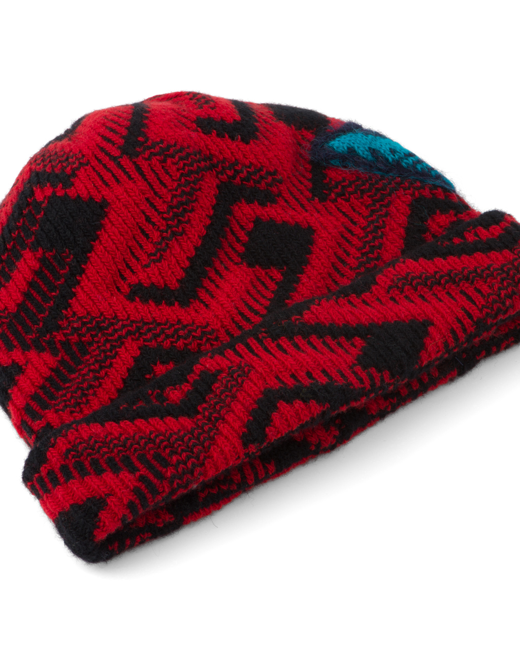 Prada Wool And Cashmere Jacquard Beanie Fekete Piros | TNESGB847