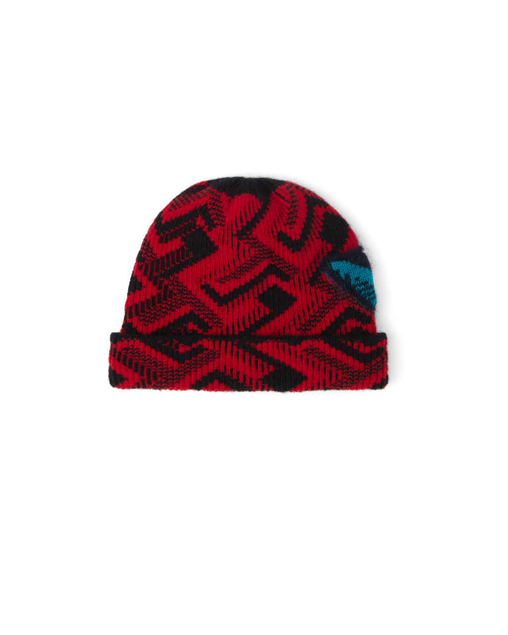 Prada Wool And Cashmere Jacquard Beanie Fekete Piros | TNESGB847