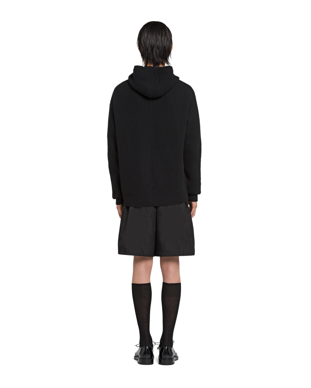 Prada Wool And Cashmere Knit Hoodie Fekete | LMFCUA629