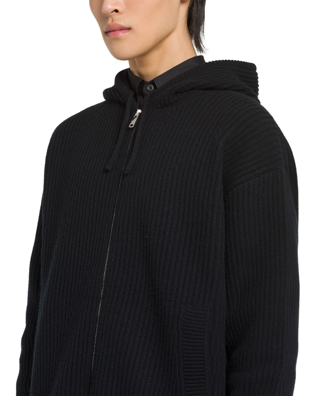 Prada Wool And Cashmere Knit Hoodie Fekete | LMFCUA629