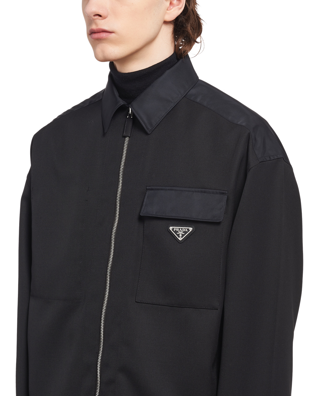 Prada Wool And Re-nylon Shirt Fekete | RQSNOZ392