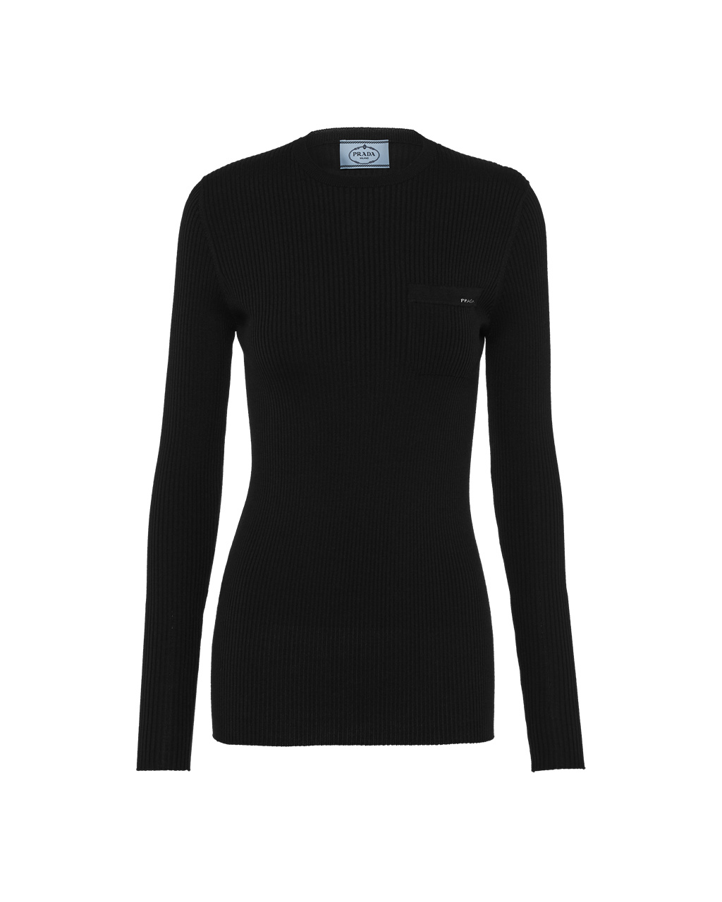 Prada Wool And Silk Crew-neck Pulóver Fekete | GLSYAD207