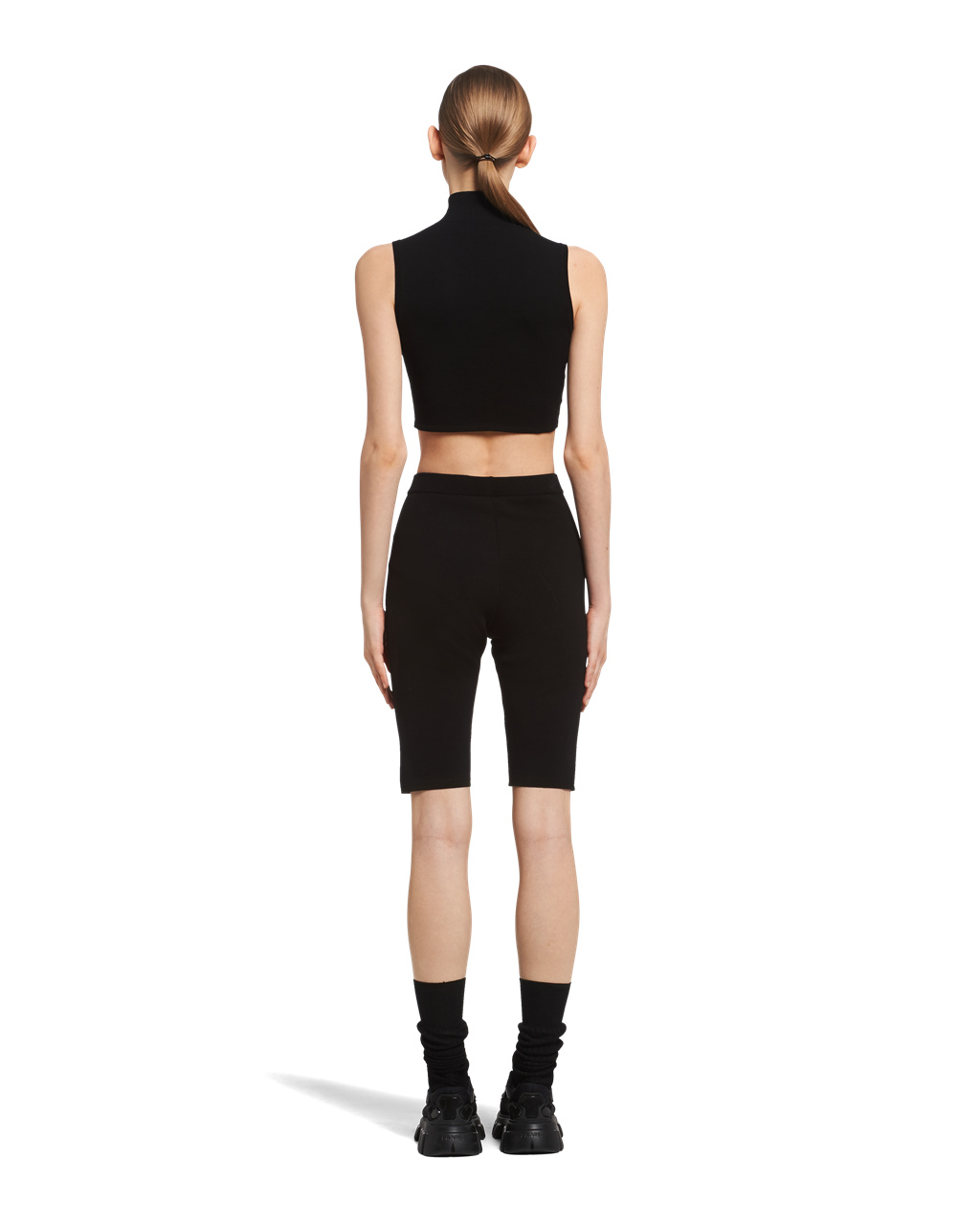 Prada Wool And Viscose Turtleneck Crop Top Fekete | JBKUAC851