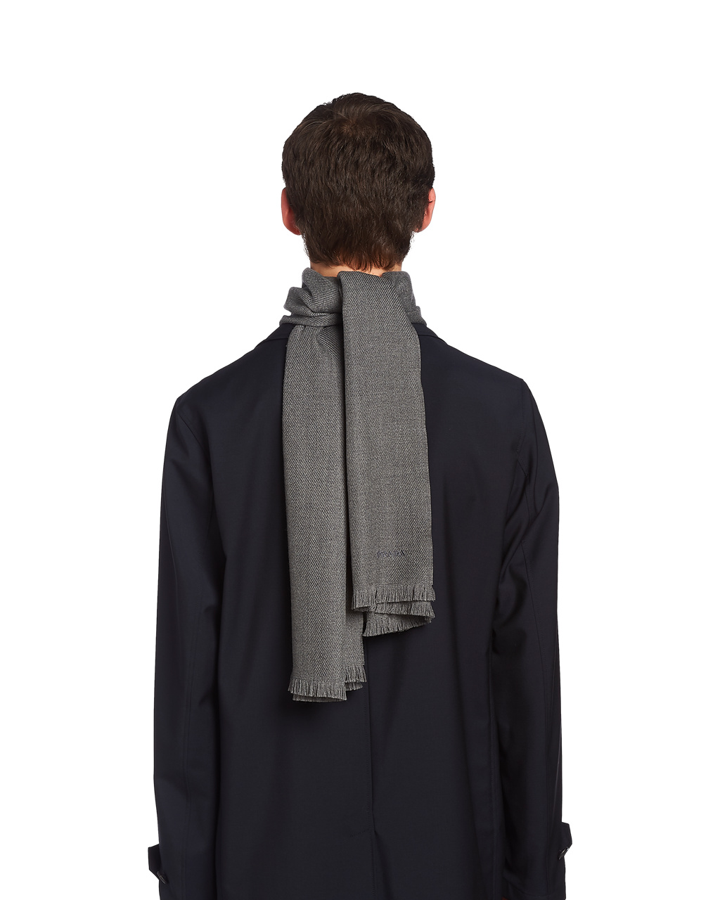 Prada Wool Twill Scarf Slate Gray | AIMLKB764