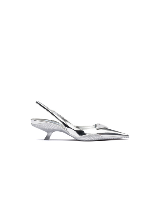 Prada Brushed Bőr Slingback Pumps Titán | VYJSWI016