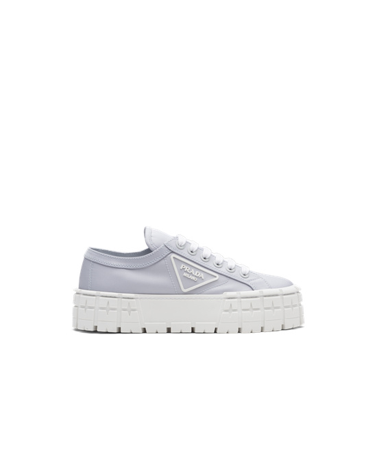 Prada Double Wheel Nylon Gabardine Sneakers Kék | NQUCHL063