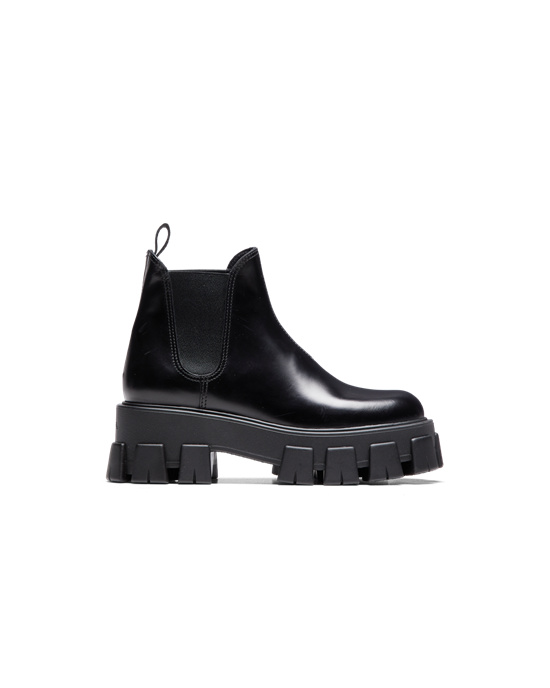 Prada Monolith Brushed Bőr Chelsea Boots Fekete | DIUNLF845