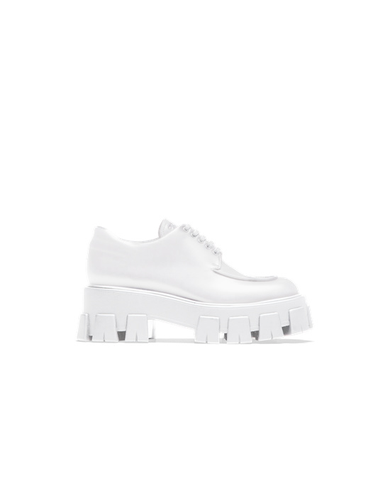 Prada Monolith Brushed Bőr Csipke-up Shoes Fehér | WGQLUX973