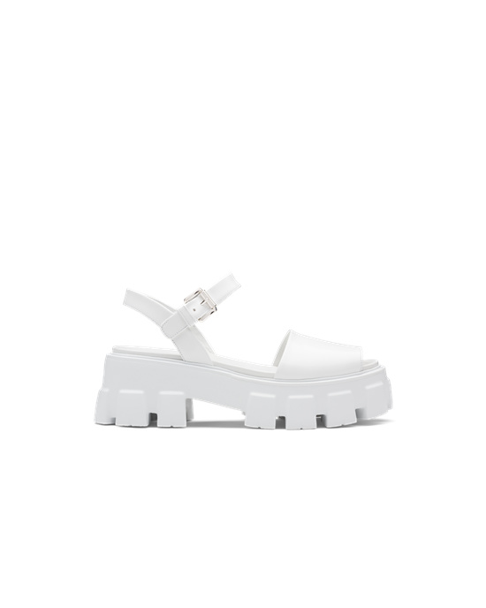 Prada Monolith Brushed Bőr Sandals Fehér | ETMNYJ792