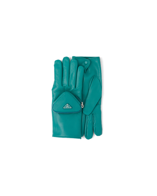 Prada Napa Bőr Gloves Pávakék | GZKNVD102