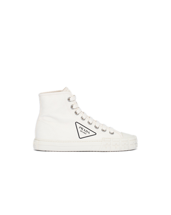 Prada Pamut Vászon High-top Sneakers Ivory | ORIJGL257