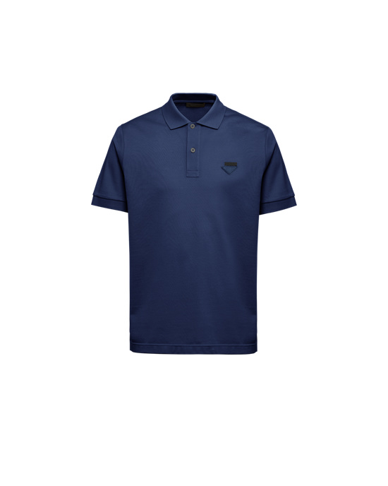 Prada Piqué Polo Shirt Sötétkék | XIULJR902