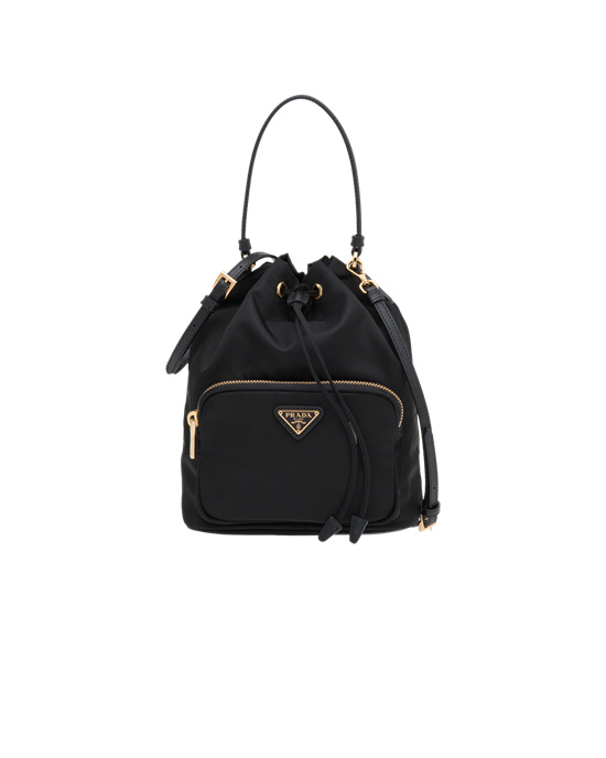 Prada Prada Duet Re-nylon Bucket Shoulder Bag Fekete | GKXVQS025