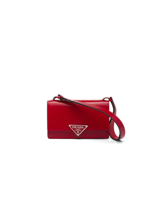 Prada Prada Emblème Brushed-leather Bag Scarlet | JUFDYA962