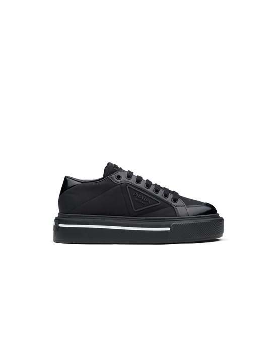 Prada Prada Macro Re-nylon And Brushed Bőr Sneakers Fekete | AEONRG753